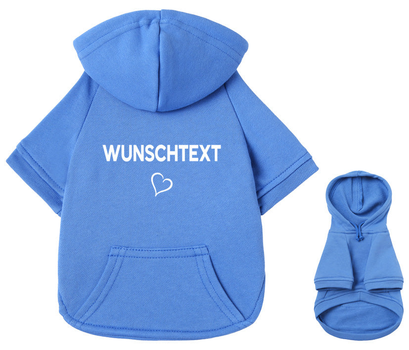 Weißer Hundehoodie aus naturreiner Baumwolle - Qualitäts-Hundemode personalisierbar mit Wunschtext