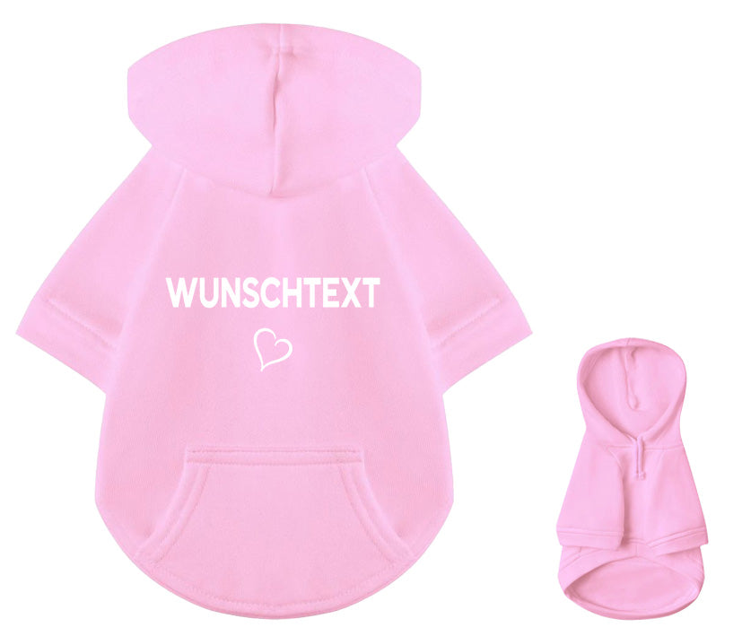 Hochwertiger Hunde-Kapuzenpullover: 100% Baumwolle, rosa Hoodie, bedruckbar nach Wunsch