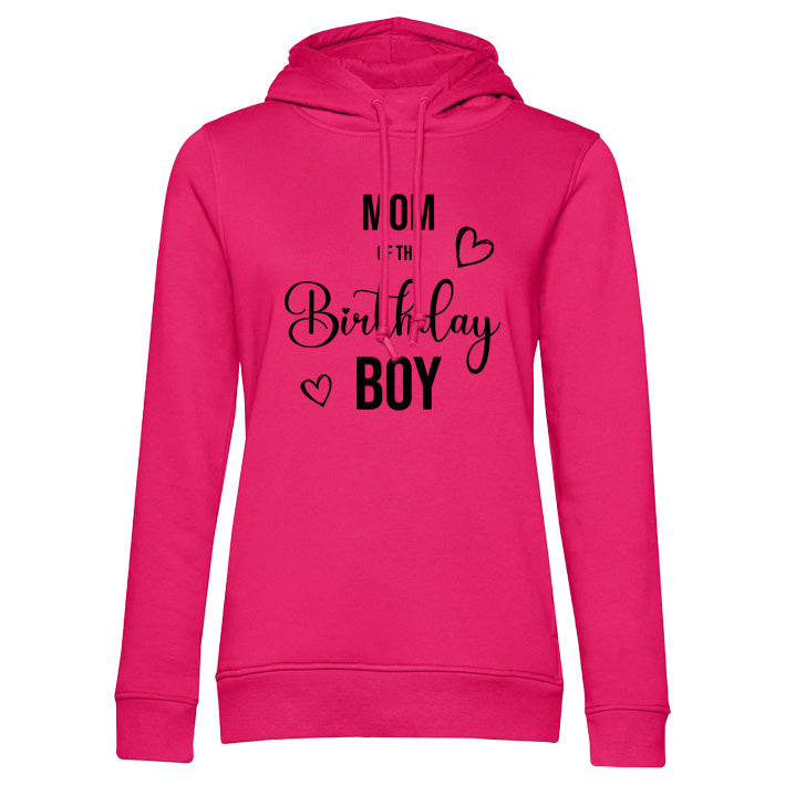 Mom of the Birthday Boy Hoodie in pink - Personalisierbare Schriftfarbe, erhältlich als Familien-Set mit Hund und Kind