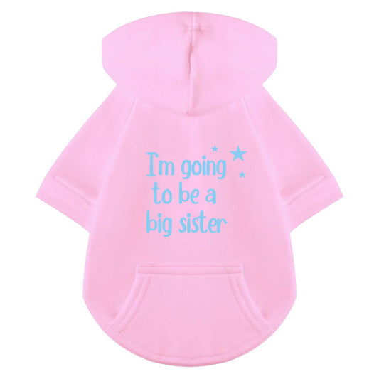 Niedlicher Schwangerschafts-Reveal Hunde-Hoodie in Rosa: "I`m going to be a big sister"Design aus 100% Baumwolle